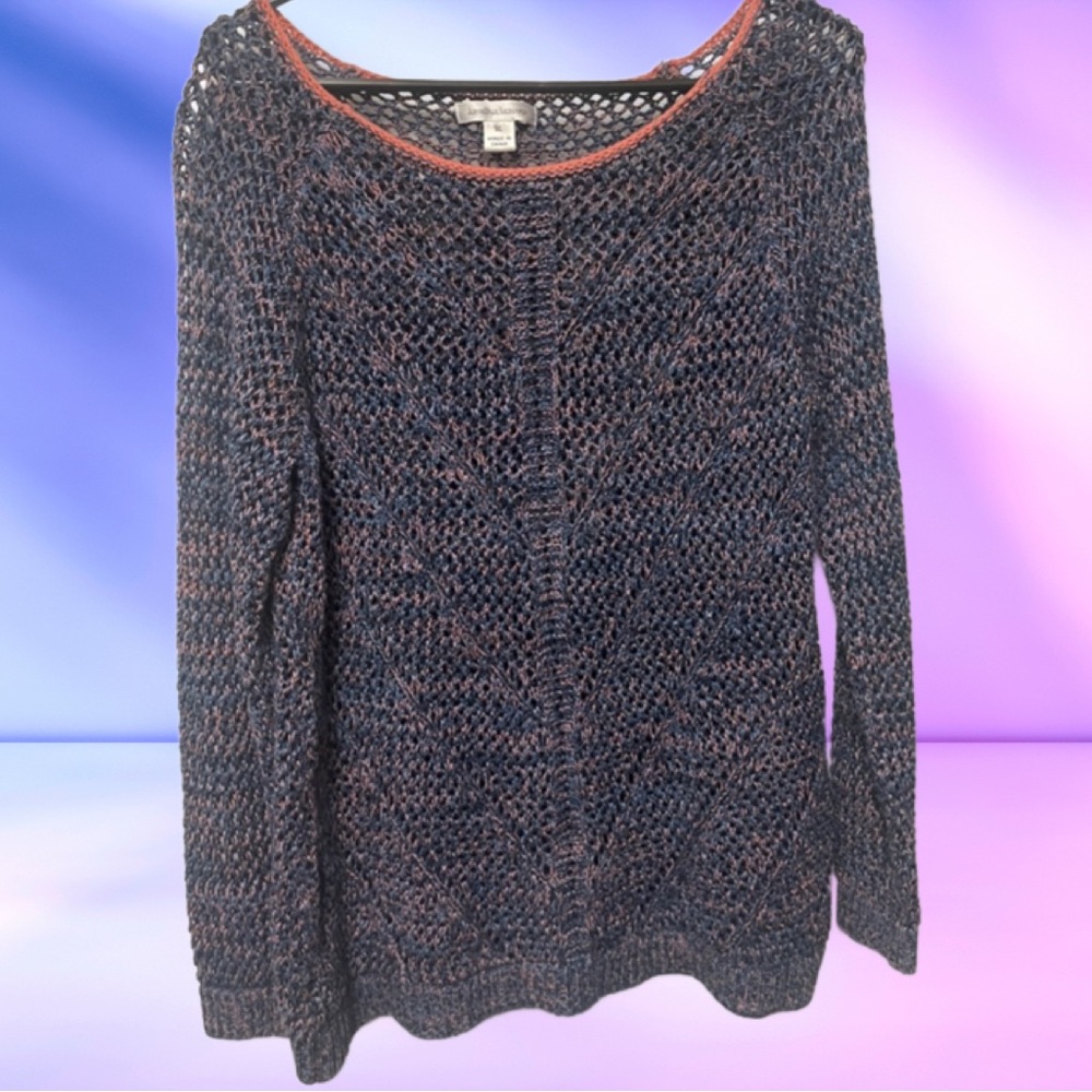 JohnPaulRichard Navy and Coral Knit Sweater